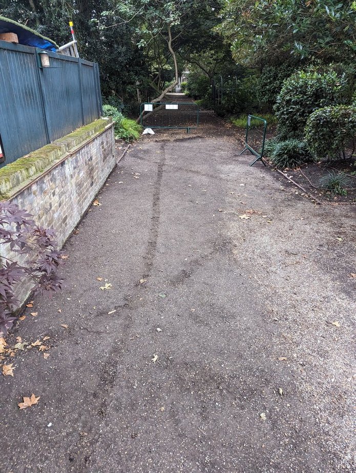 Regrettable trenching by past contractors (moling would have been more efficient and preserved the path).